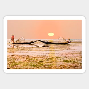 Fishermen at Sunset. Sticker